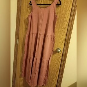 H&M Jersey cotton sleeveless Dusky Rose/brown color dress, Divided, size L